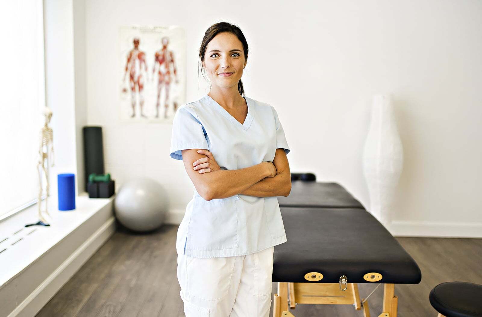 Travel physical therapist at work