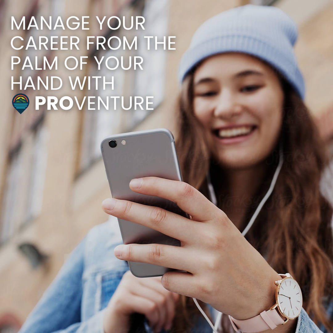 Woman in phone using the Proventure App