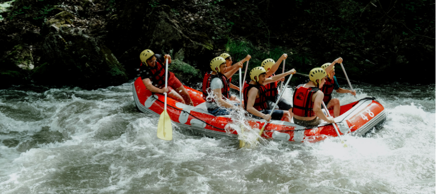 friends white water rafting