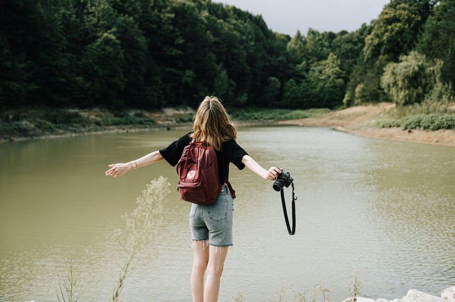 Travel therapist on a hike enjoying the day