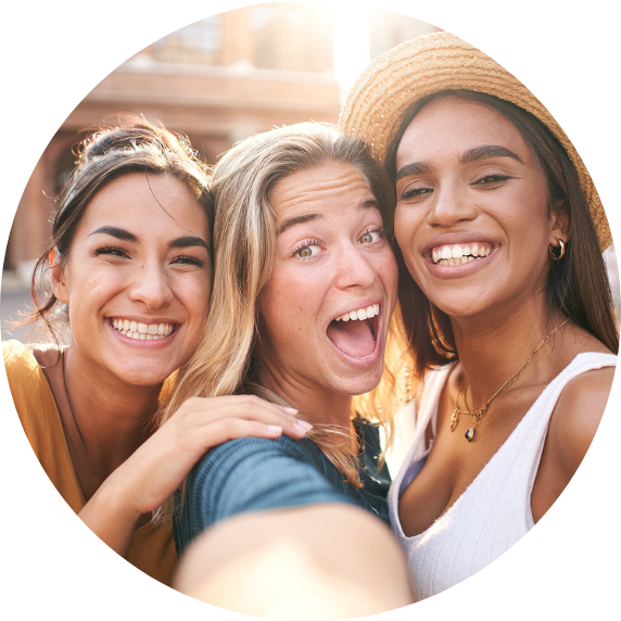 Three friends taking a selfie